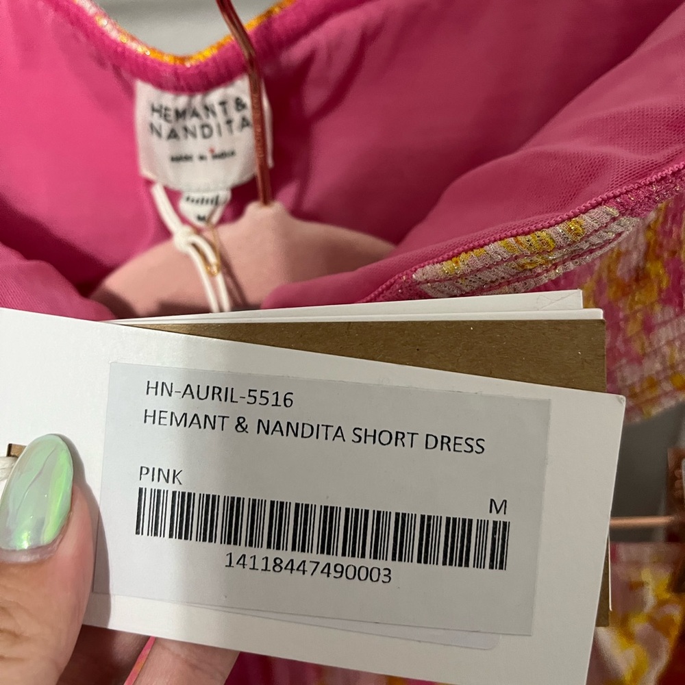 HEMANT & NANDITA Pink Floral Strapless Mini Dress - Picture 5 of 7
